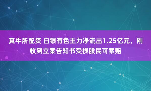 真牛所配资 白银有色主力净流出1.25亿元，刚收到立案告知书受损股民可索赔