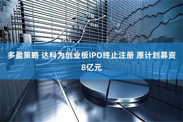 多盈策略 达科为创业板IPO终止注册 原计划募资8亿元